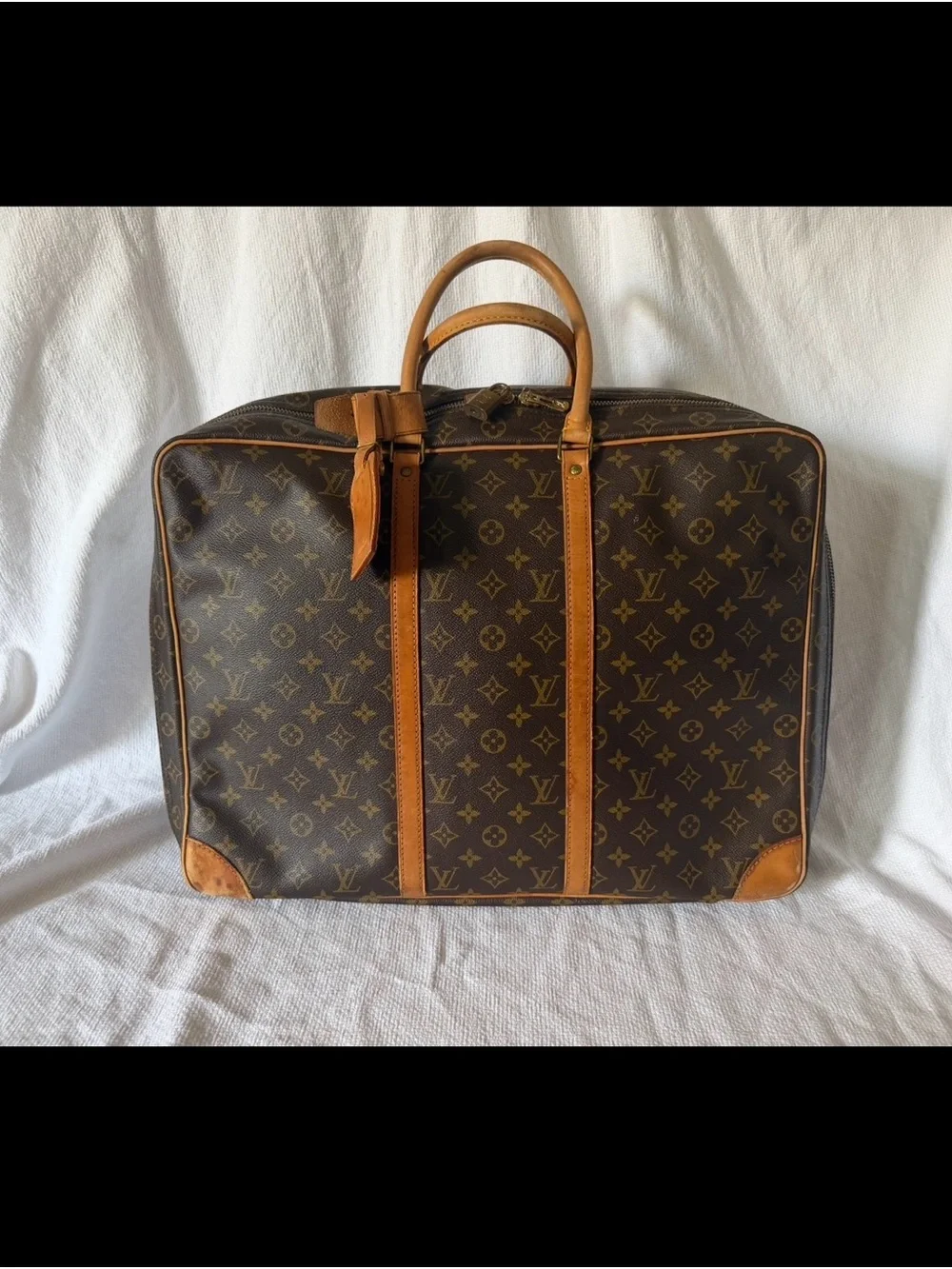 Louis Vuitton Sirius 50 Suitcase Brown Monogram with Tan Leather Trim